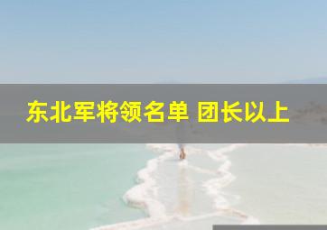 东北军将领名单 团长以上